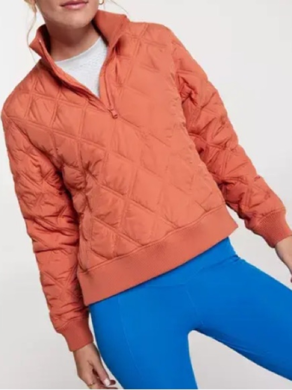 CALIA Women's Quilted 1/2 Zip Pullover Classic Diamond In Apricot Aura Size M